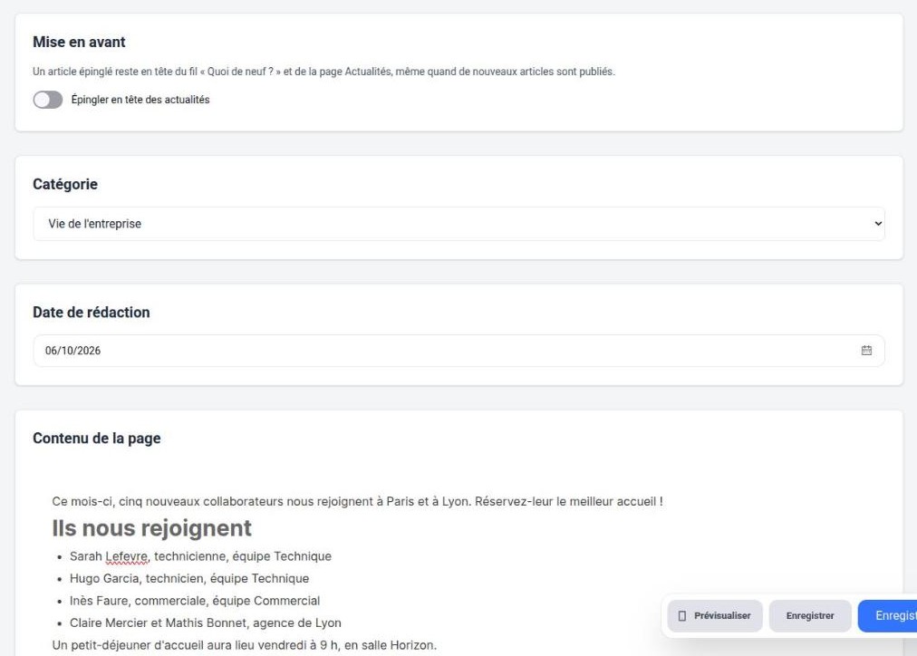 Catégorie, date de rédaction et contenu de l’article