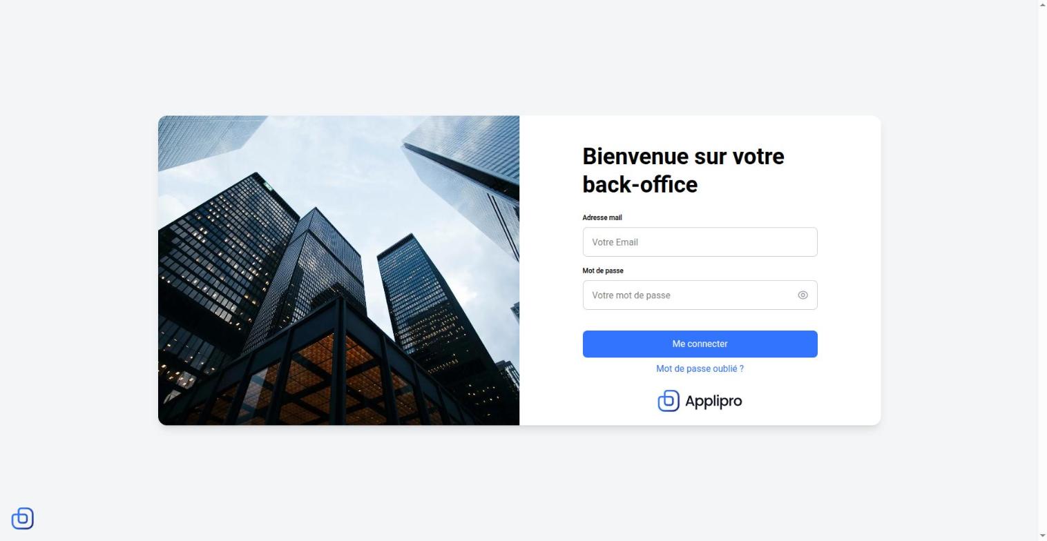 Page de connexion du back-office