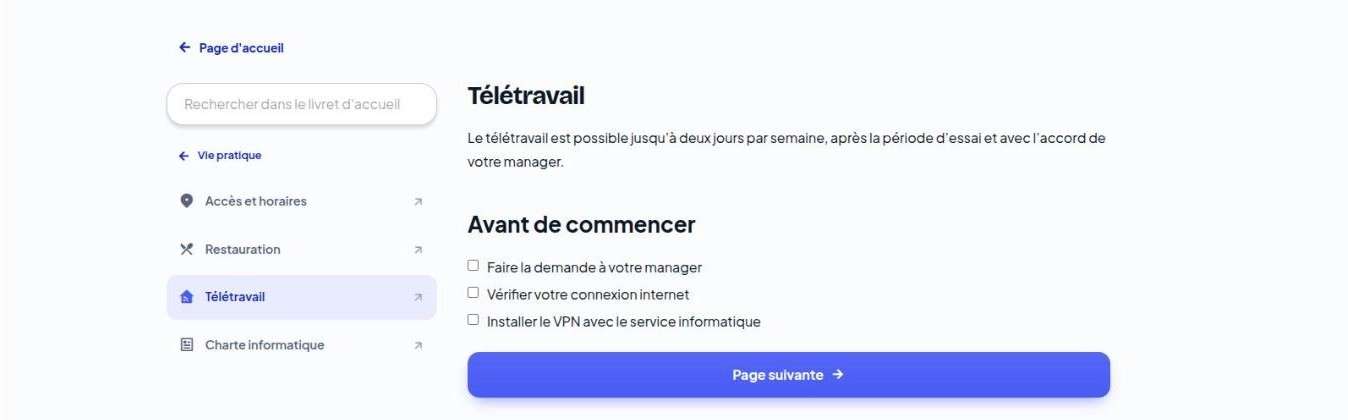 Une page du livret dans l’application
