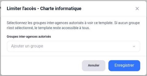 Fenêtre Limiter l’accès d’un modèle