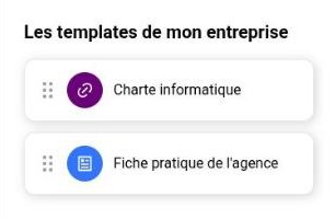 Les modèles de l’entreprise dans la colonne de droite de Pages et contenus