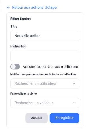 Panneau d’une action Rendez-vous