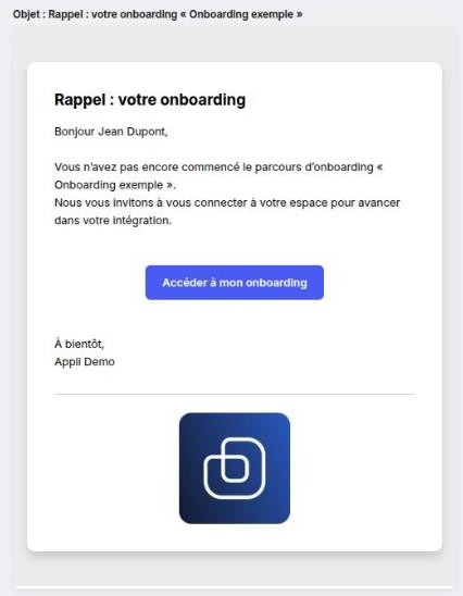 E-mail de relance d’un parcours non commencé