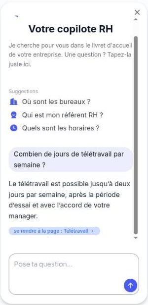 L’assistant IA répond à une question à partir du livret
