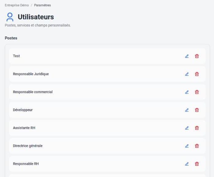 Liste des postes de l’agence