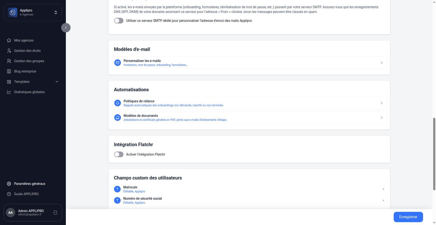 Modèles d’e-mail, automatisations et intégration Flatchr