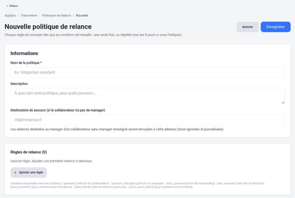 Nouvelle politique de relance : nom, description, destinataire de secours
