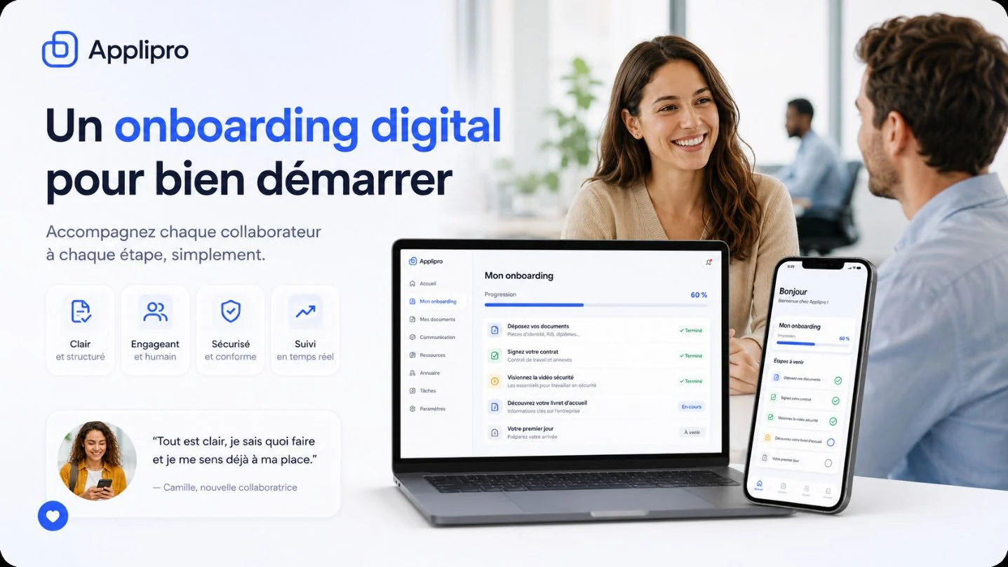 Parcours d'onboarding digital Applipro pour accompagner chaque collaborateur étape par étape