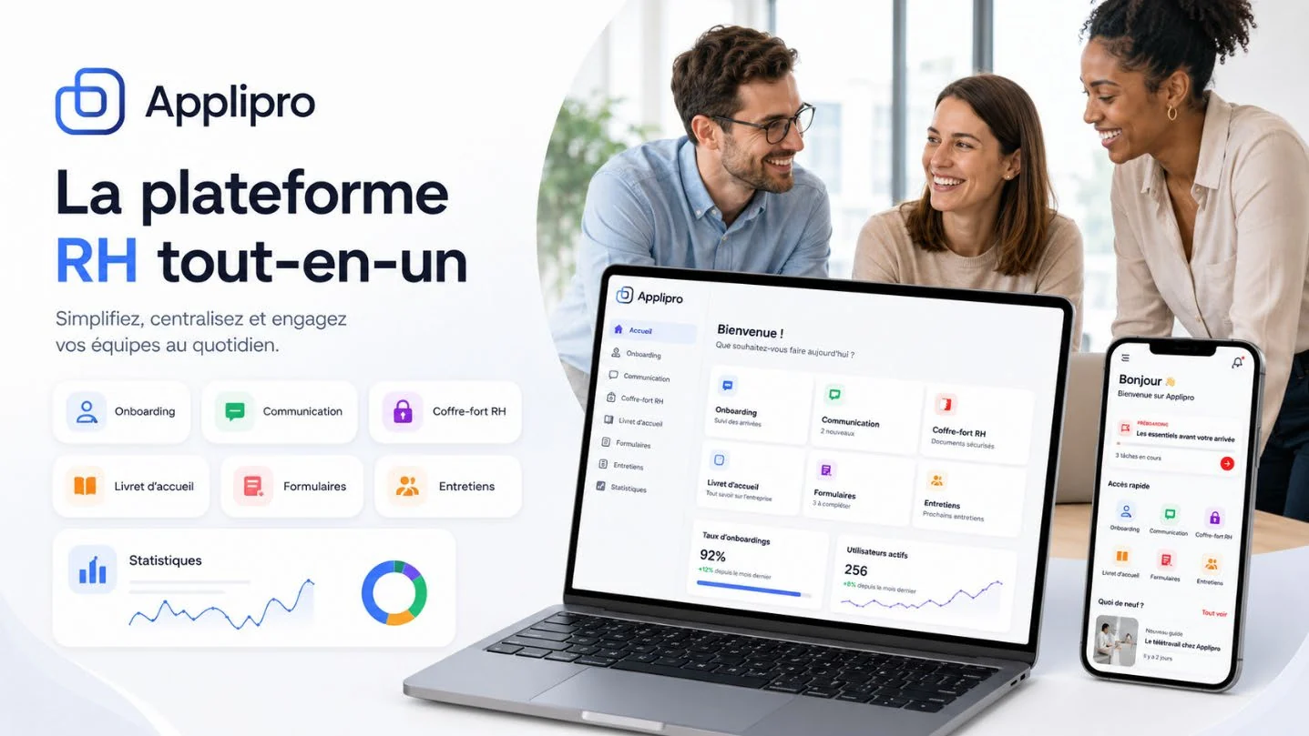 Applipro, la plateforme RH tout-en-un : livret d'accueil, onboarding, communication et coffre-fort