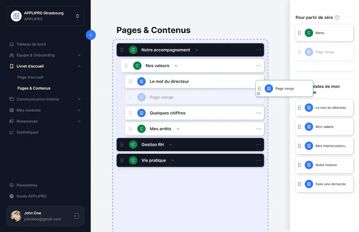 Interface back-office vue Entreprise