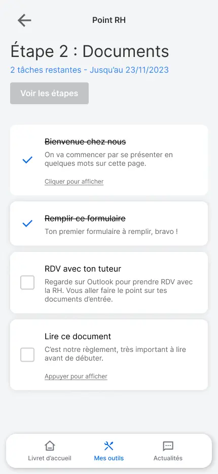 Interface back-office vue Collaborateur