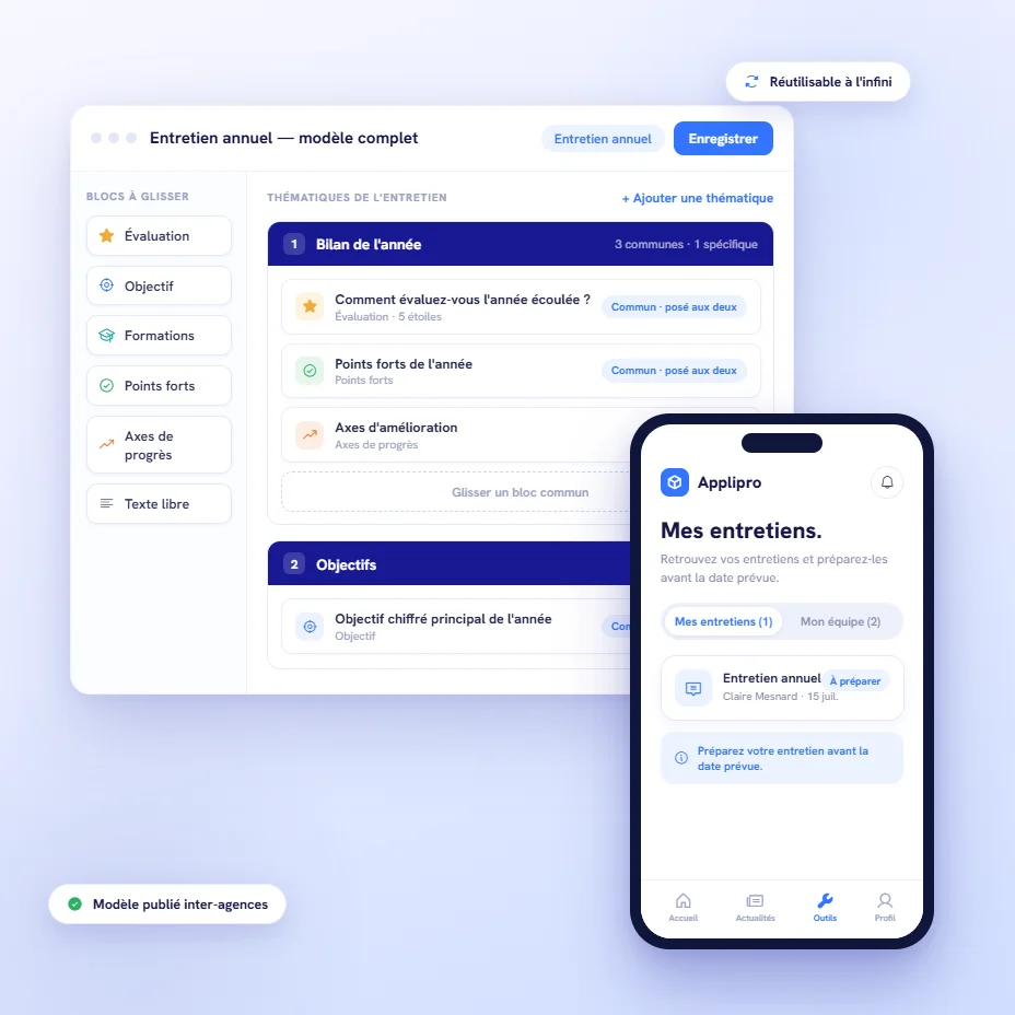 Créer un modèle d'entretien réutilisable dans Applipro
