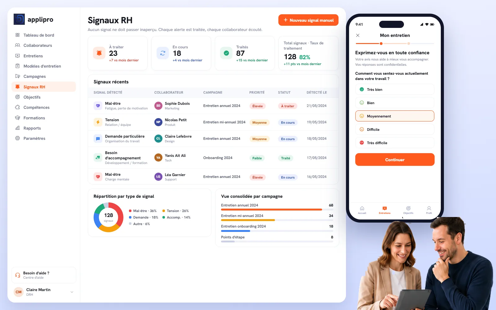 Signaux RH détectés dans les entretiens, à traiter